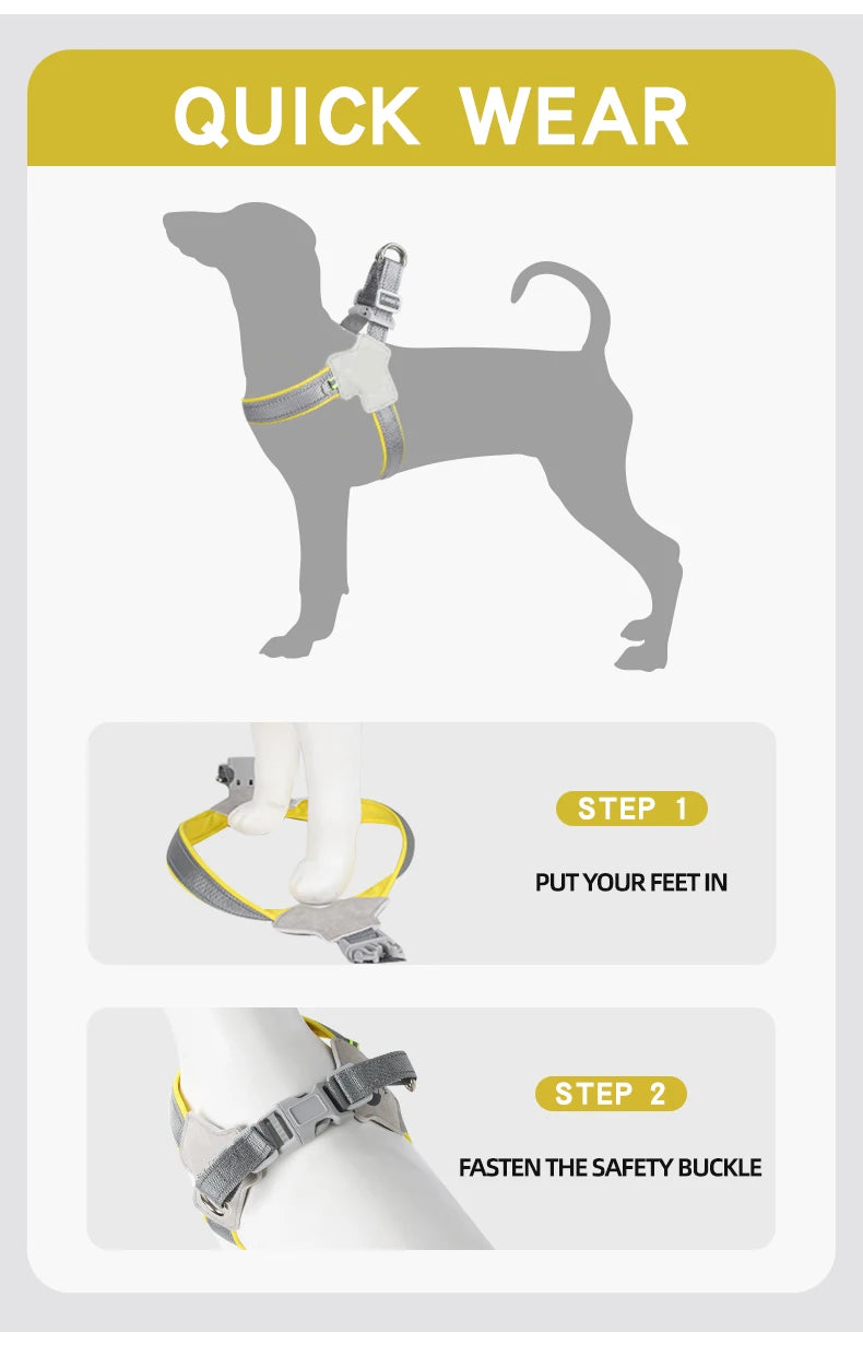 🐾 Reflective No-Pull Dog Harness – Bequemer Brustgurt für kleine & mittelgroße Hunde | Sicheres, rutschfestes Geschirr für Pug, Chihuahua & Co.