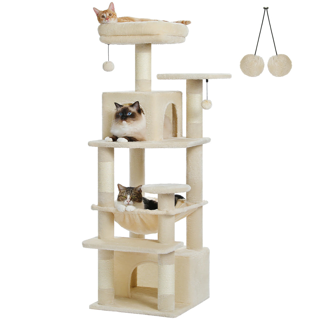 🐾 Large Cat Tree & Tower – Großer Kratzbaum für Wohnungskatzen | Sisalpfosten, Hängematte, gepolsterte Liegeflächen & Spielzeug