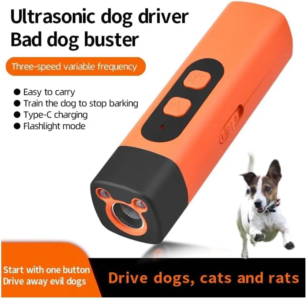 2025 Ultrasonic Dog Repeller – Wiederaufladbares Anti-Bellen & Hunde-Training Gerät | 25 kHz Ultraschall, LED-Taschenlampe & Sicherer Tier-Deterrent