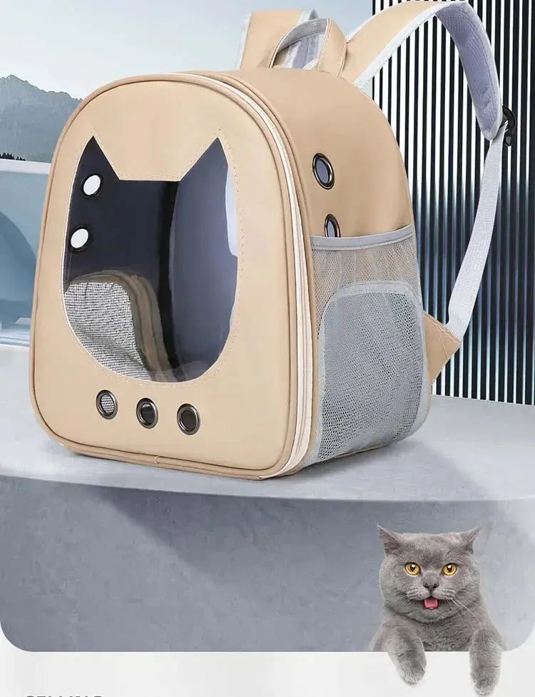 Transparenter Katzen-Rucksack – Tragetasche für Katzen & kleine Hunde | Atmungsaktive PU-Transporttasche für Reisen & Outdoor PawPaw