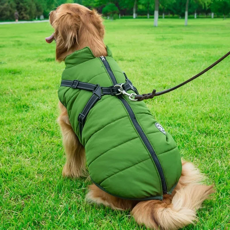 🐾 Large Winter Dog Jacket with Built-In Harness – Wasserfester, warmer Hundemantel für große & kleine Hunde | Winddicht, bequem & reflektierend