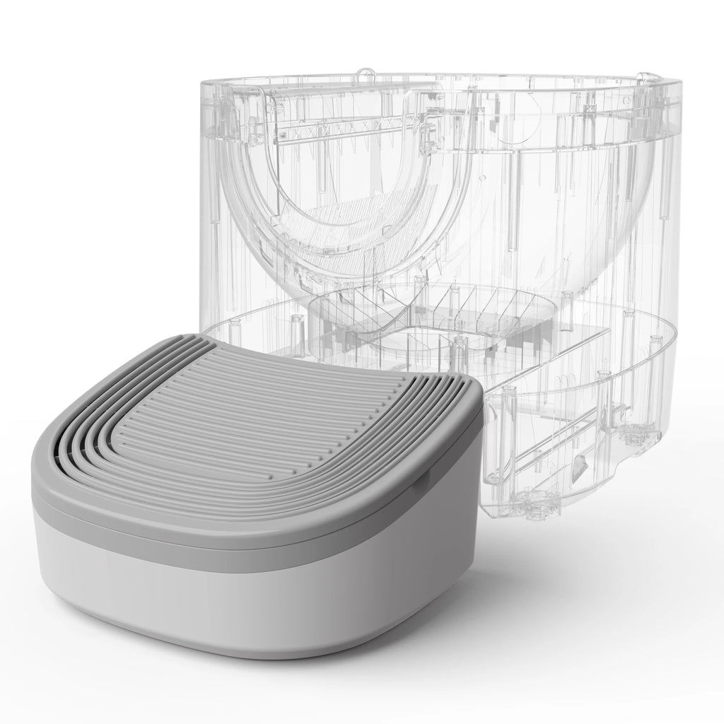 🐾 3-in-1 Cat Litter Stepper – Anti-Streu Trittbrett für Katzentoiletten | Rutschfeste Rampe + Streufänger + Ablagefach