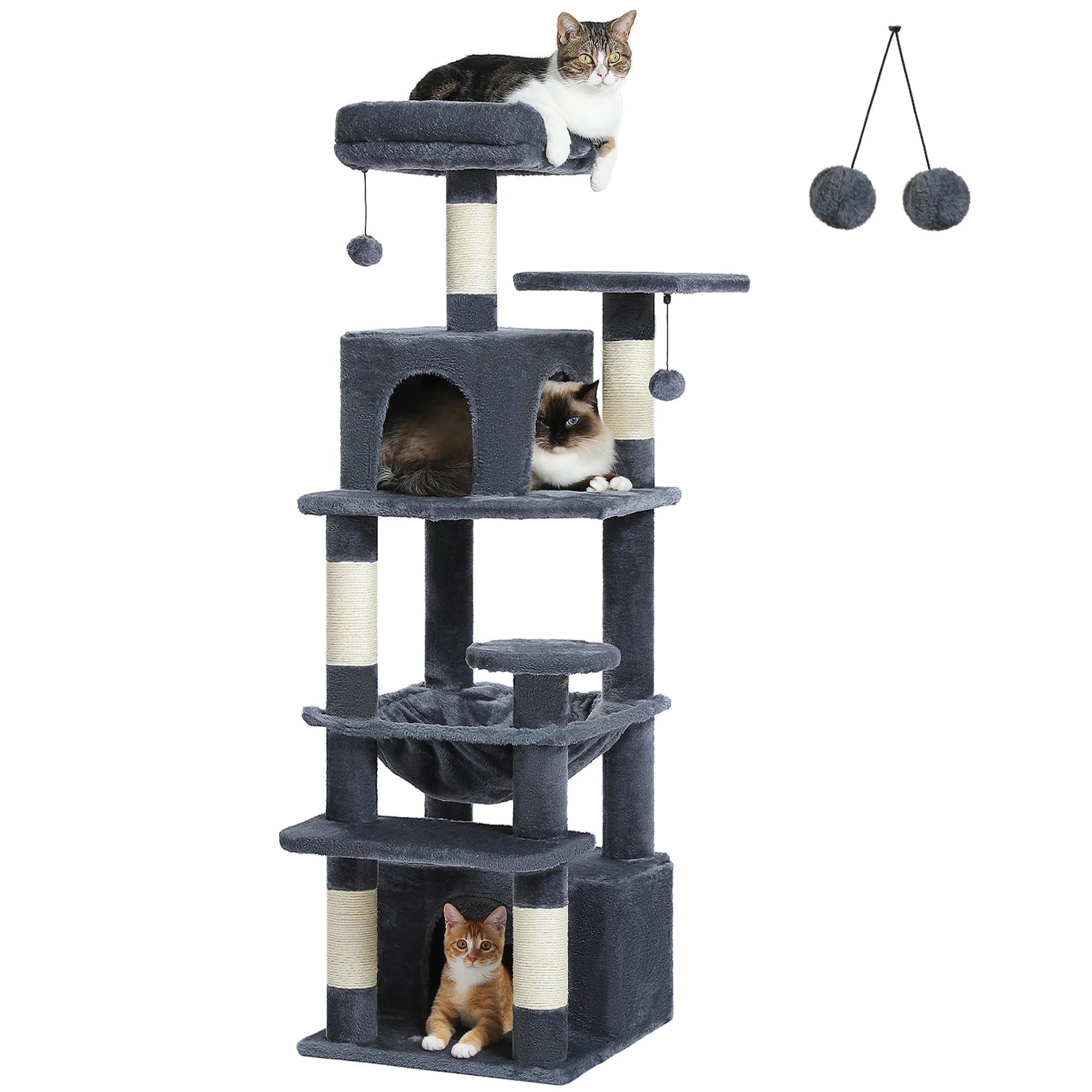 🐾 Large Cat Tree & Tower – Großer Kratzbaum für Wohnungskatzen | Sisalpfosten, Hängematte, gepolsterte Liegeflächen & Spielzeug