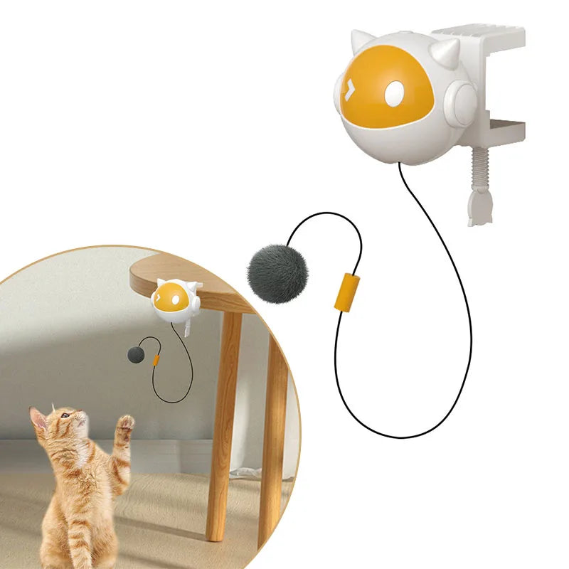 🐾 Electric Interactive Cat Ball – Automatischer Katzen-Spielball mit Auf- & Abbewegung | Befestigbarer Fellball für aktive Katzen