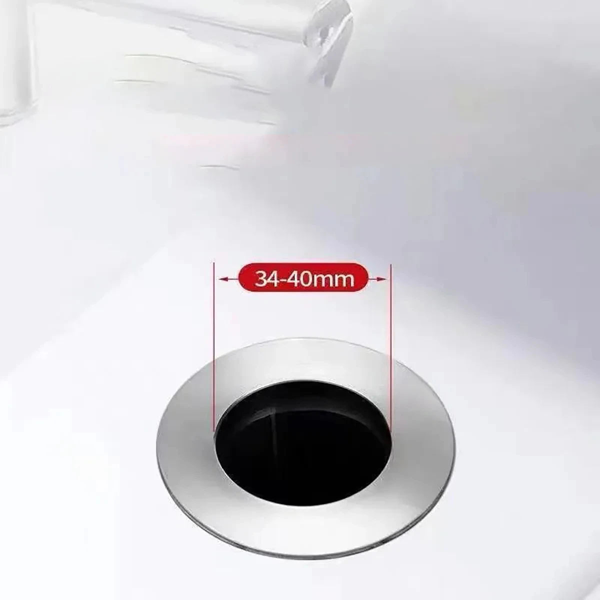 Universal Pop-Up Abflussstopfen – Selbstreinigender Rebound Drain Plug mit Haarfänger | Waschbecken-Stopper aus Chrom, Anti-Verstopfung & Einfache Push-Bedienung