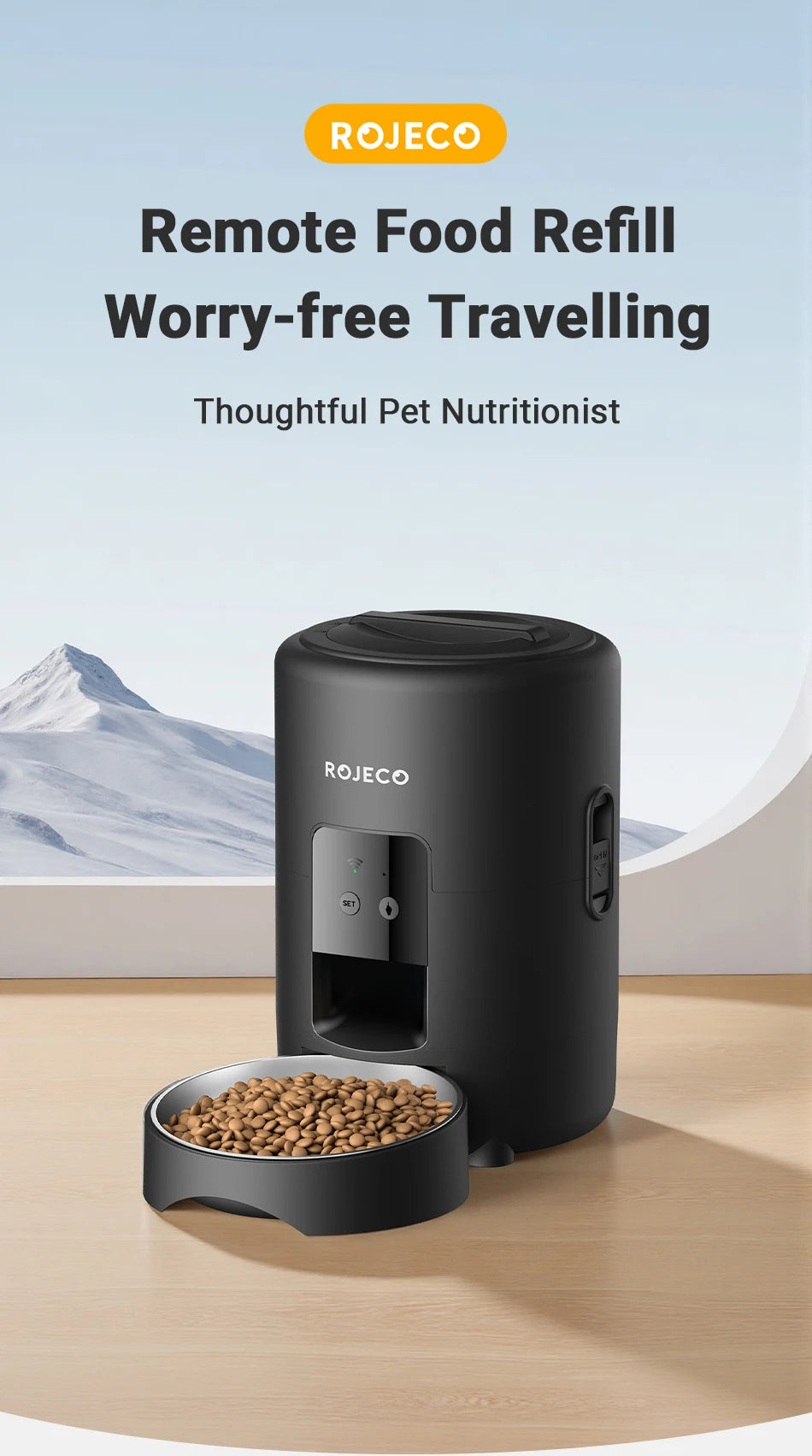 ROJECO 🐾 Smart Automatic Pet Feeder 2L – Intelligenter Futterautomat für Katzen & Hunde (APP & Tastensteuerung)