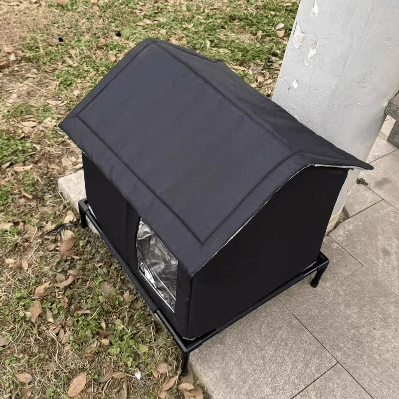 Weatherproof Outdoor Pet House mit Sicherheitszaun – Strapazierfähiges Oxford-Gewebe, Wind- & Kältegeschützt, ganzjährig geeignet für Katzen & kleine Hunde