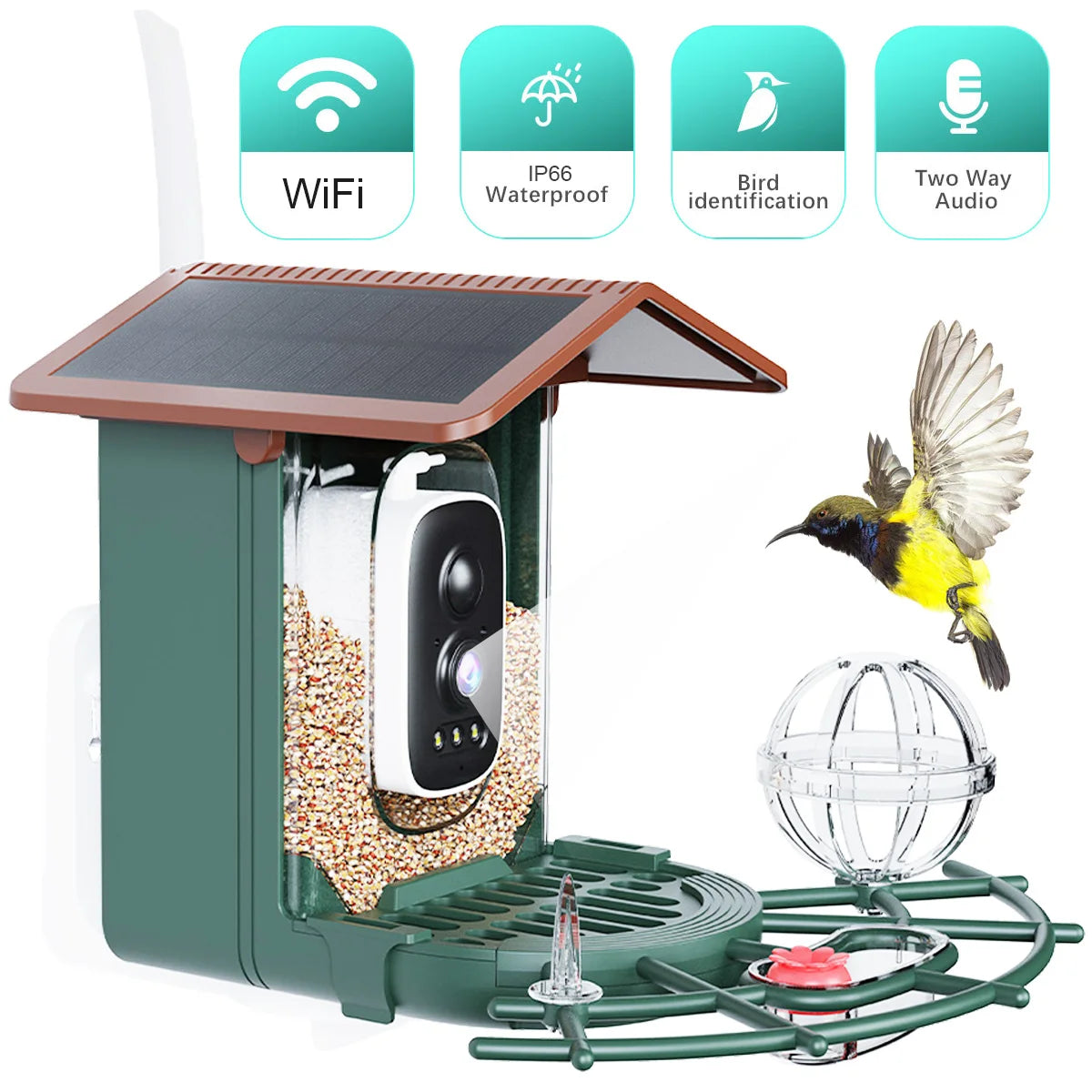 🦜 Solar Bird Feeder Camera – 4MP 2K HD Vogelhaus-Kamera mit WiFi, Nachtsicht & Bewegungserkennung | Solar Betrieben für Birdwatching