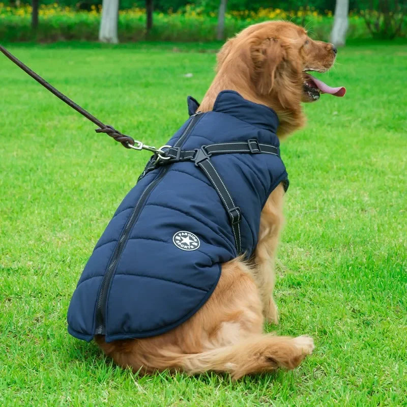 🐾 Large Winter Dog Jacket with Built-In Harness – Wasserfester, warmer Hundemantel für große & kleine Hunde | Winddicht, bequem & reflektierend