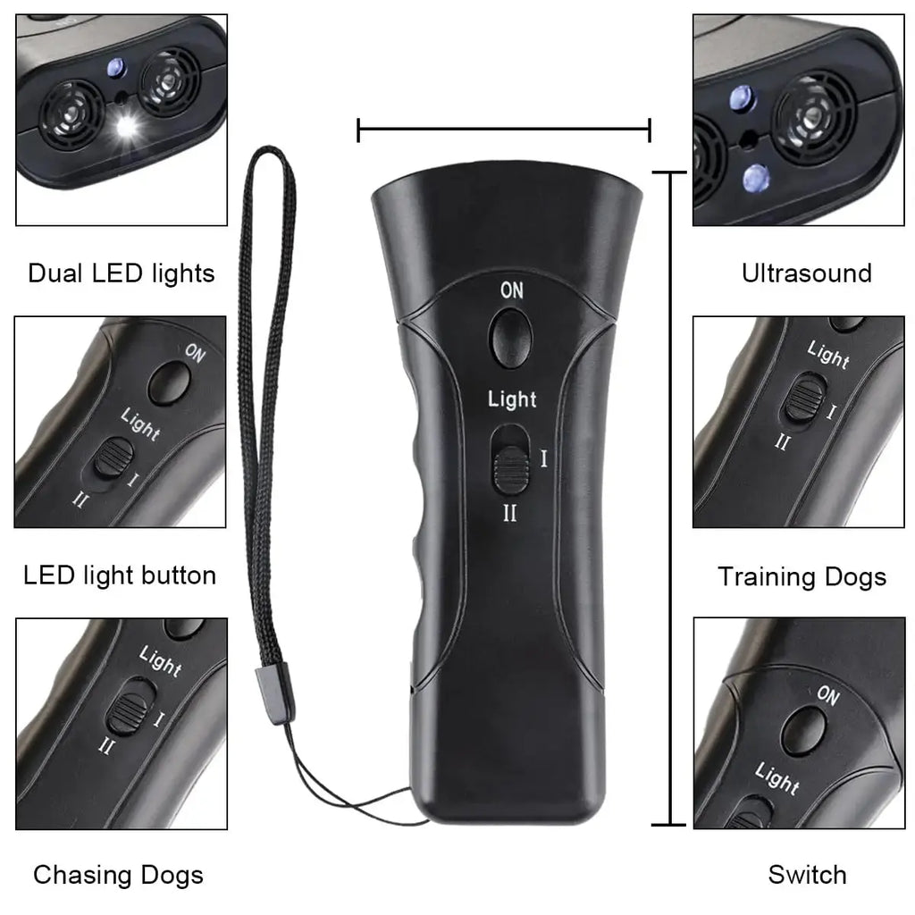Ultraschall Hundeabwehr Gerät – LED & Laser Anti-Bell-Tool | Handliches Trainingsgerät gegen Bellen & zur Hundekontrolle PawPaw
