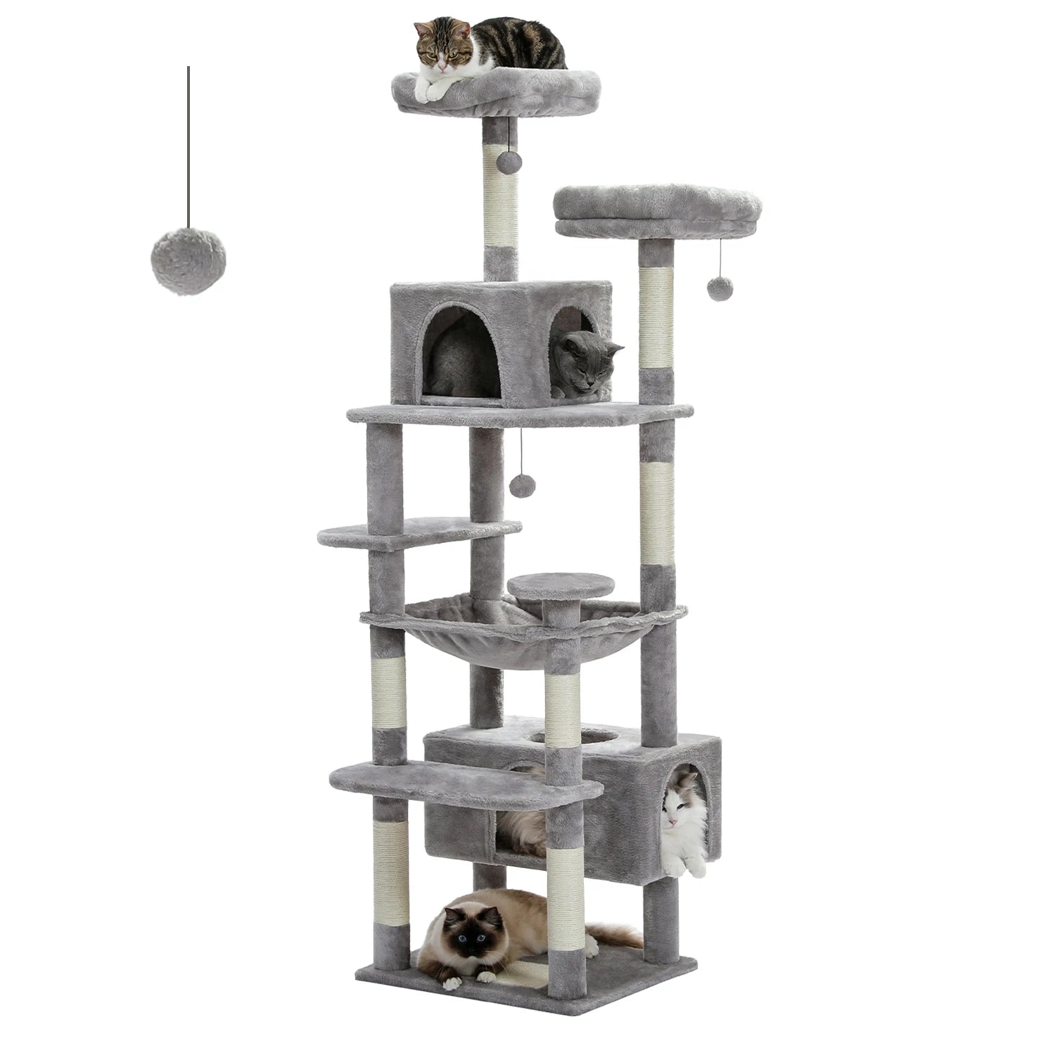 🐾 Large Cat Tree & Tower – Großer Kratzbaum für Wohnungskatzen | Sisalpfosten, Hängematte, gepolsterte Liegeflächen & Spielzeug