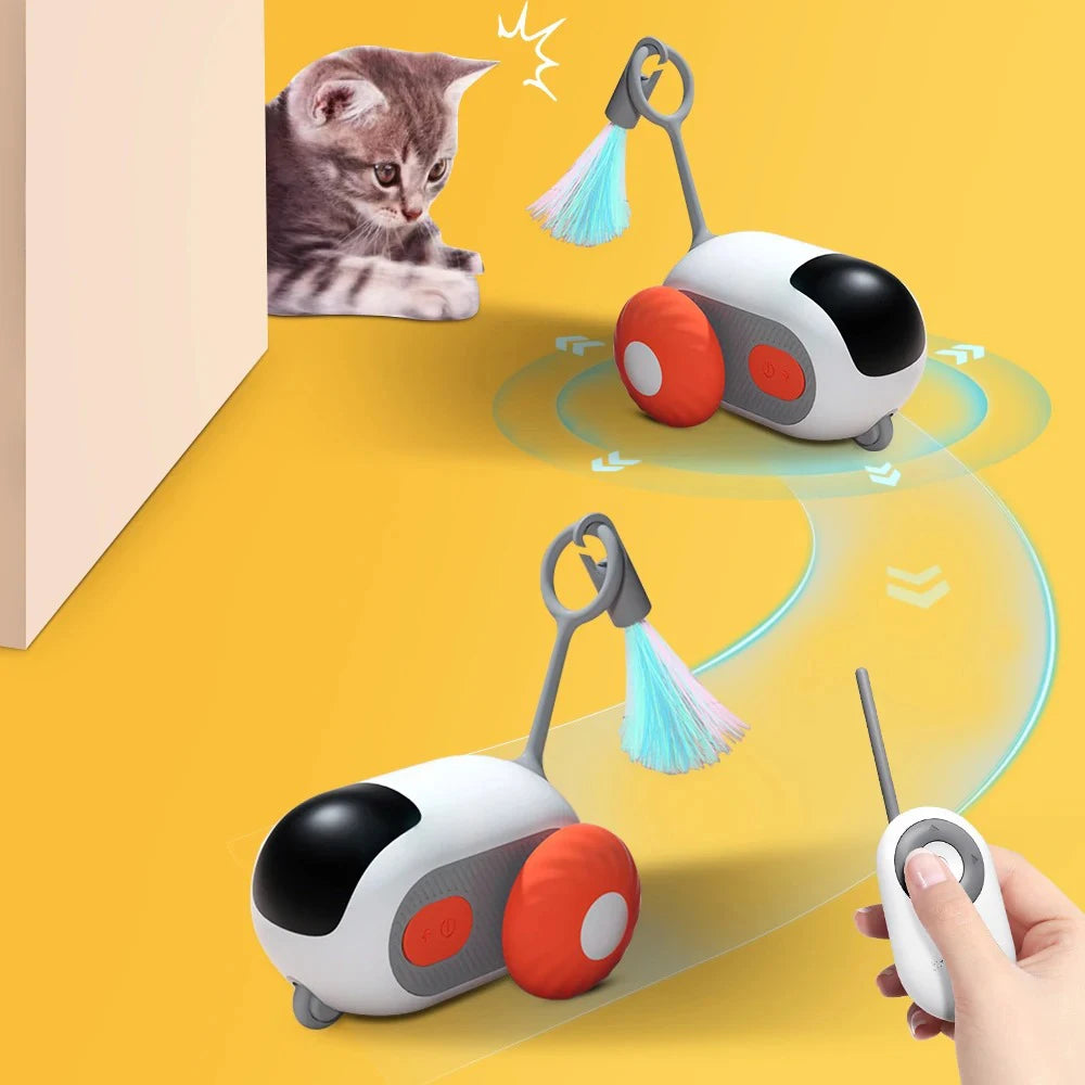 🐾 Smart Automatic Cat Toy Car – 2 Modi | Ferngesteuertes & automatisches Katzen-Spielauto für Jagdspaß & Training