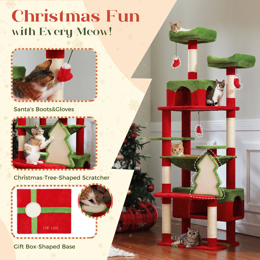 🐾 Large Cat Tree & Tower – Großer Kratzbaum für Wohnungskatzen | Sisalpfosten, Hängematte, gepolsterte Liegeflächen & Spielzeug