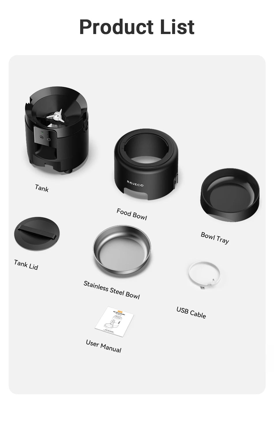 ROJECO 🐾 Smart Automatic Pet Feeder 2L – Intelligenter Futterautomat für Katzen & Hunde (APP & Tastensteuerung)