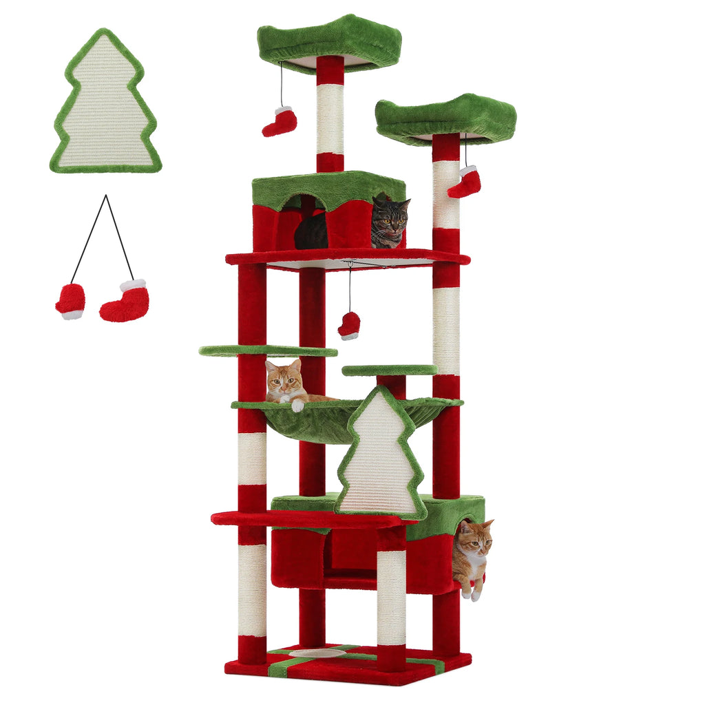 🐾 Large Cat Tree & Tower – Großer Kratzbaum für Wohnungskatzen | Sisalpfosten, Hängematte, gepolsterte Liegeflächen & Spielzeug