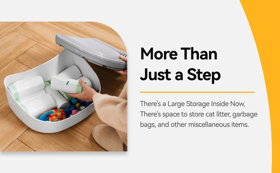 🐾 3-in-1 Cat Litter Stepper – Anti-Streu Trittbrett für Katzentoiletten | Rutschfeste Rampe + Streufänger + Ablagefach