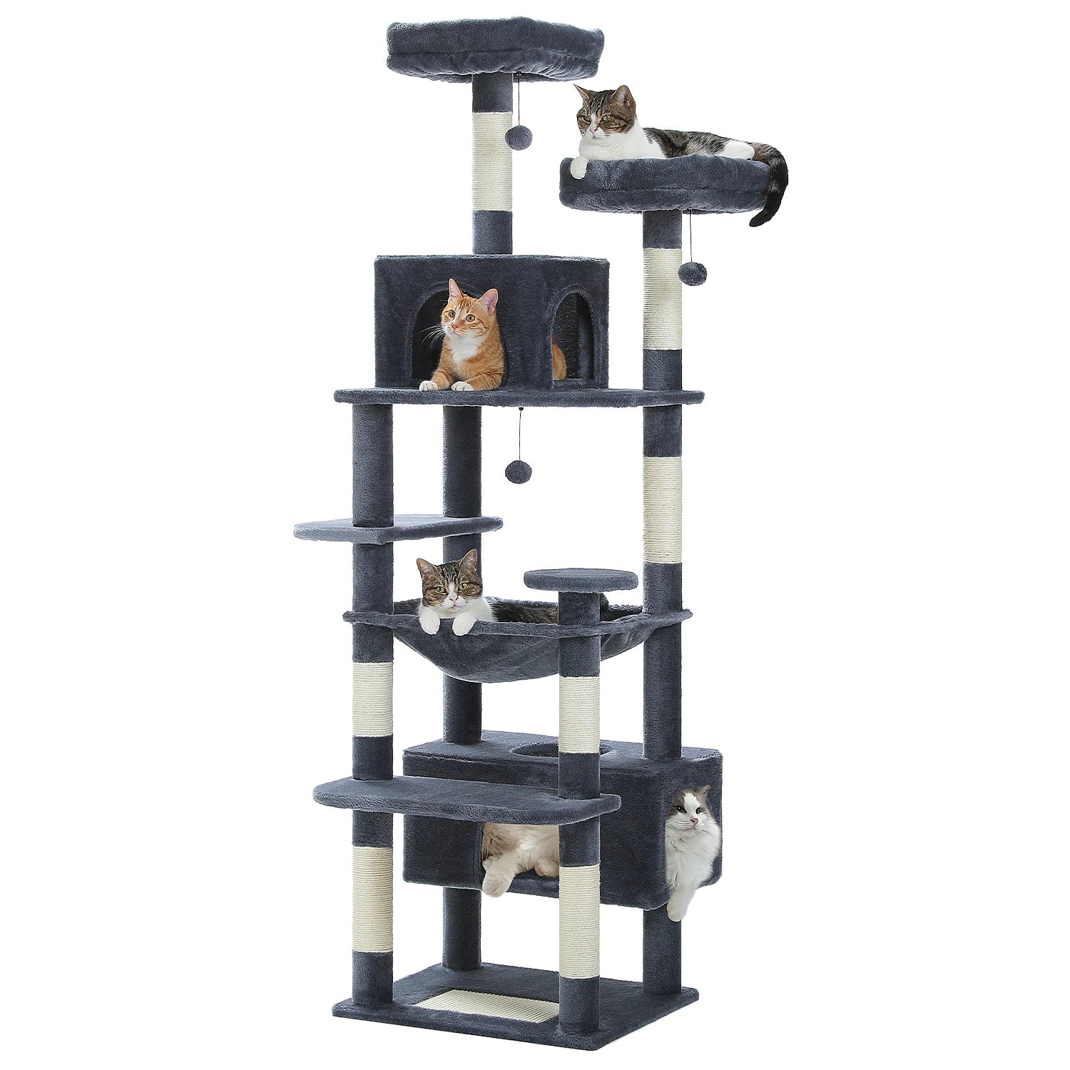 🐾 Large Cat Tree & Tower – Großer Kratzbaum für Wohnungskatzen | Sisalpfosten, Hängematte, gepolsterte Liegeflächen & Spielzeug