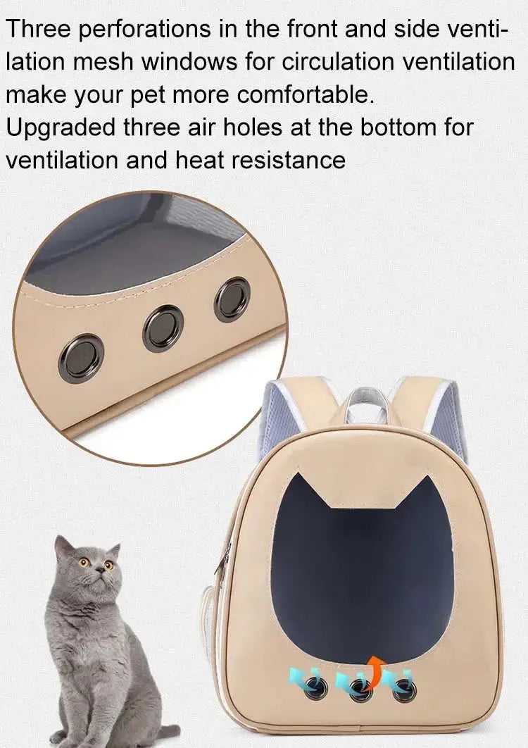 Transparenter Katzen-Rucksack – Tragetasche für Katzen & kleine Hunde | Atmungsaktive PU-Transporttasche für Reisen & Outdoor PawPaw