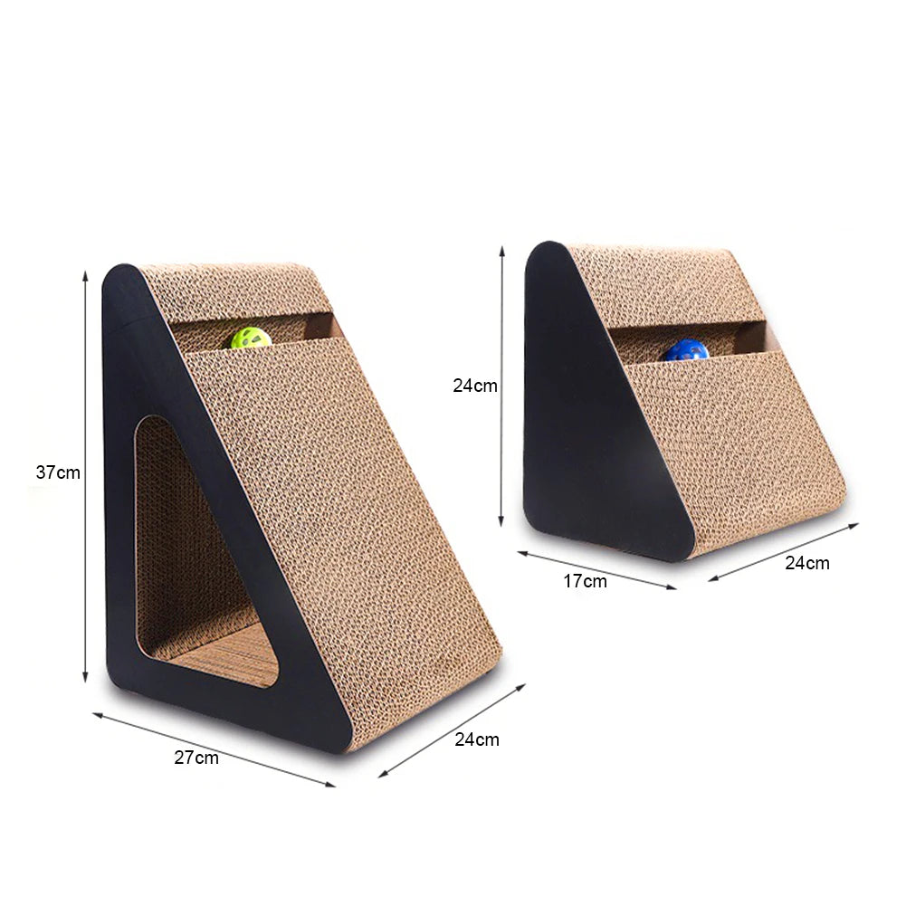 🐾 2-in-1 Cat Scratcher Triangle – Stabiler Kratzpappe-Block mit drehenden Bällen | Anti-Scratch Stress-Relief Spielzeug für Katzen