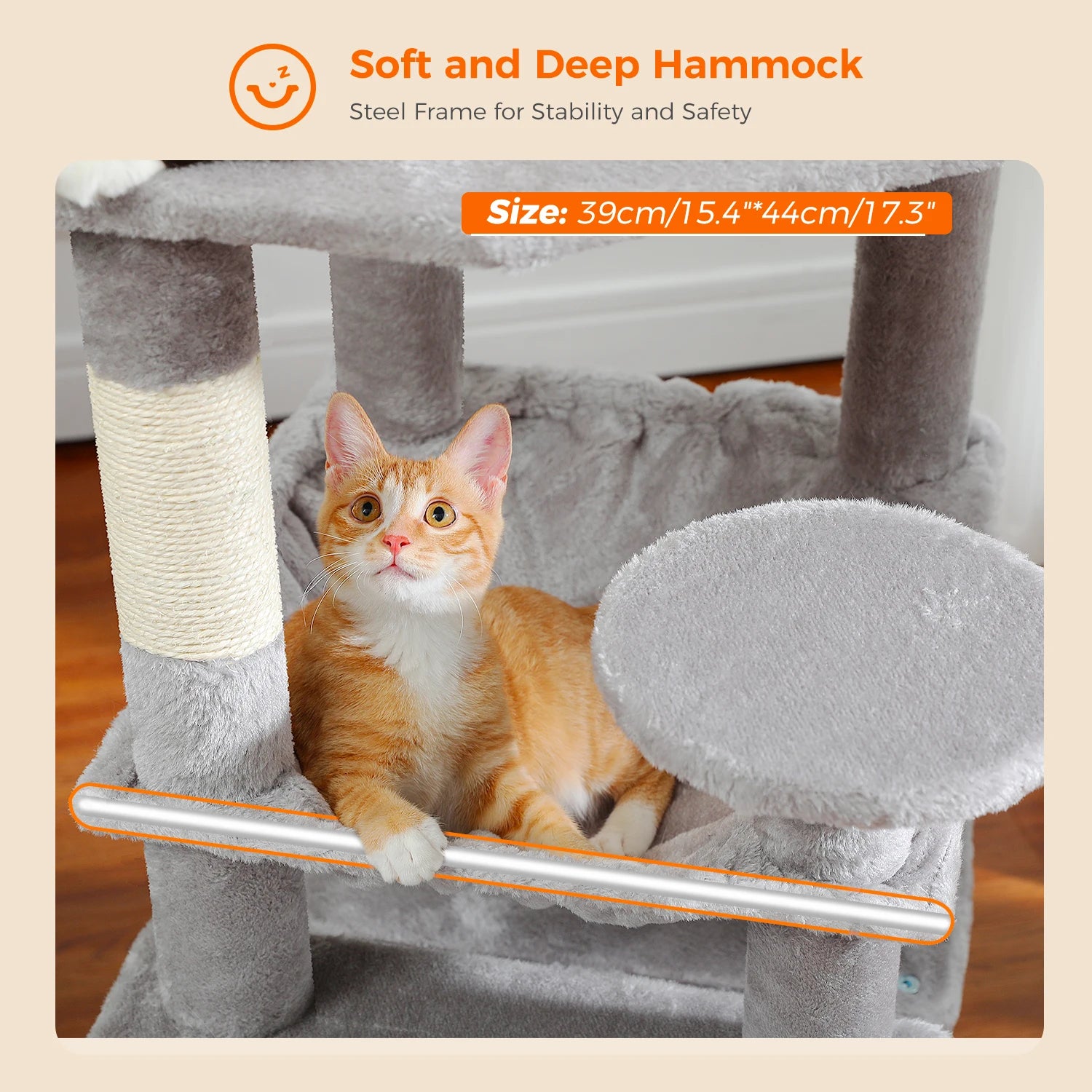 🐾 Large Cat Tree & Tower – Großer Kratzbaum für Wohnungskatzen | Sisalpfosten, Hängematte, gepolsterte Liegeflächen & Spielzeug