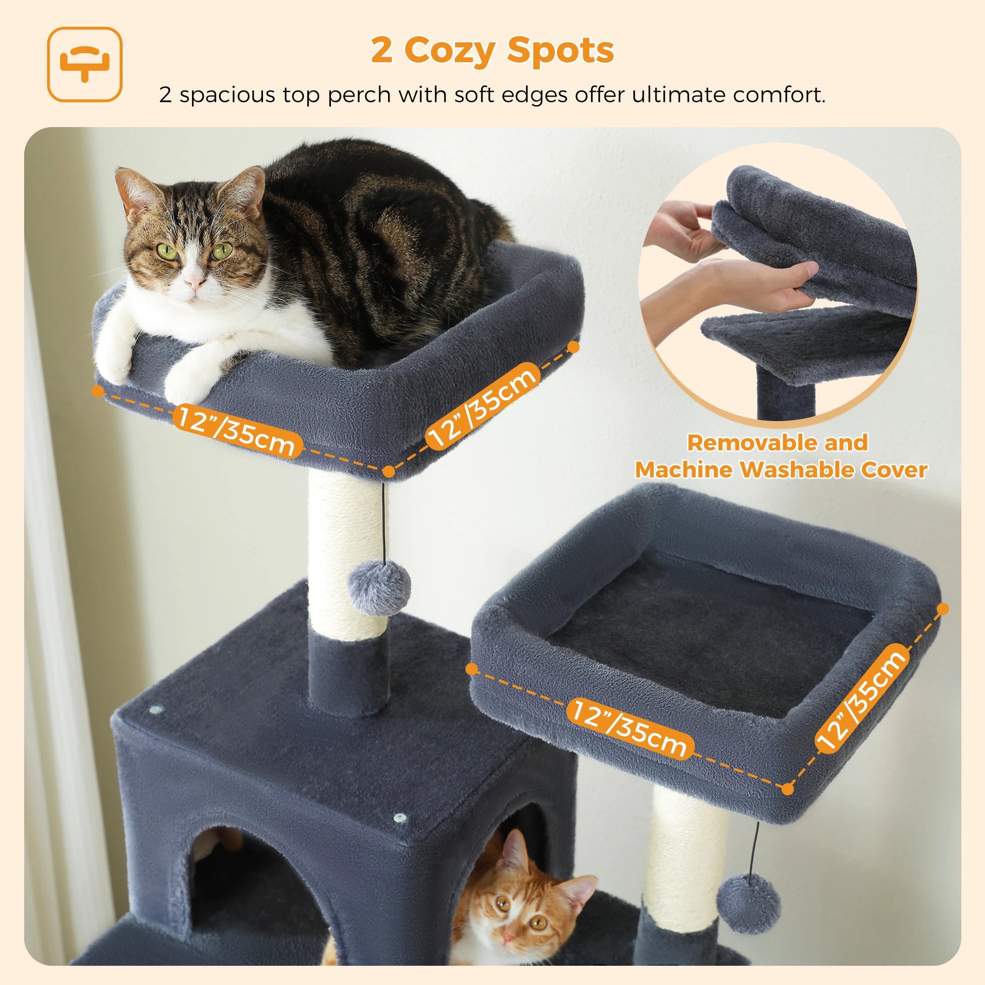 🐾 Large Cat Tree & Tower – Großer Kratzbaum für Wohnungskatzen | Sisalpfosten, Hängematte, gepolsterte Liegeflächen & Spielzeug