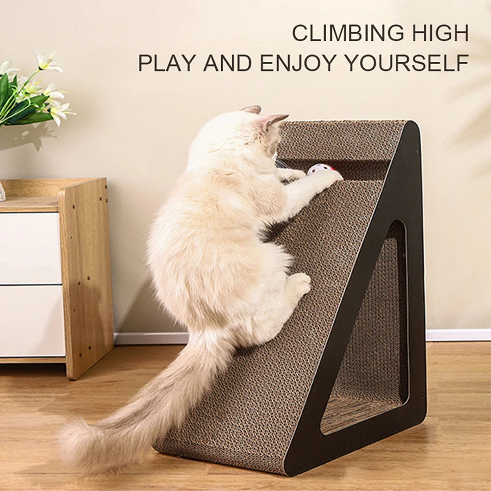 🐾 2-in-1 Cat Scratcher Triangle – Stabiler Kratzpappe-Block mit drehenden Bällen | Anti-Scratch Stress-Relief Spielzeug für Katzen