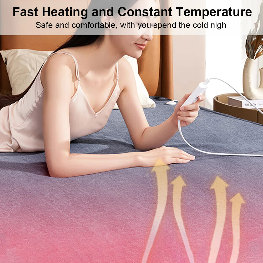 🔥 Electric Heating Blanket – Elektrische Heizmatte mit Thermostat | Unterbett-Heizdecke 220V EU-Stecker für Winter & kalte Nächte
