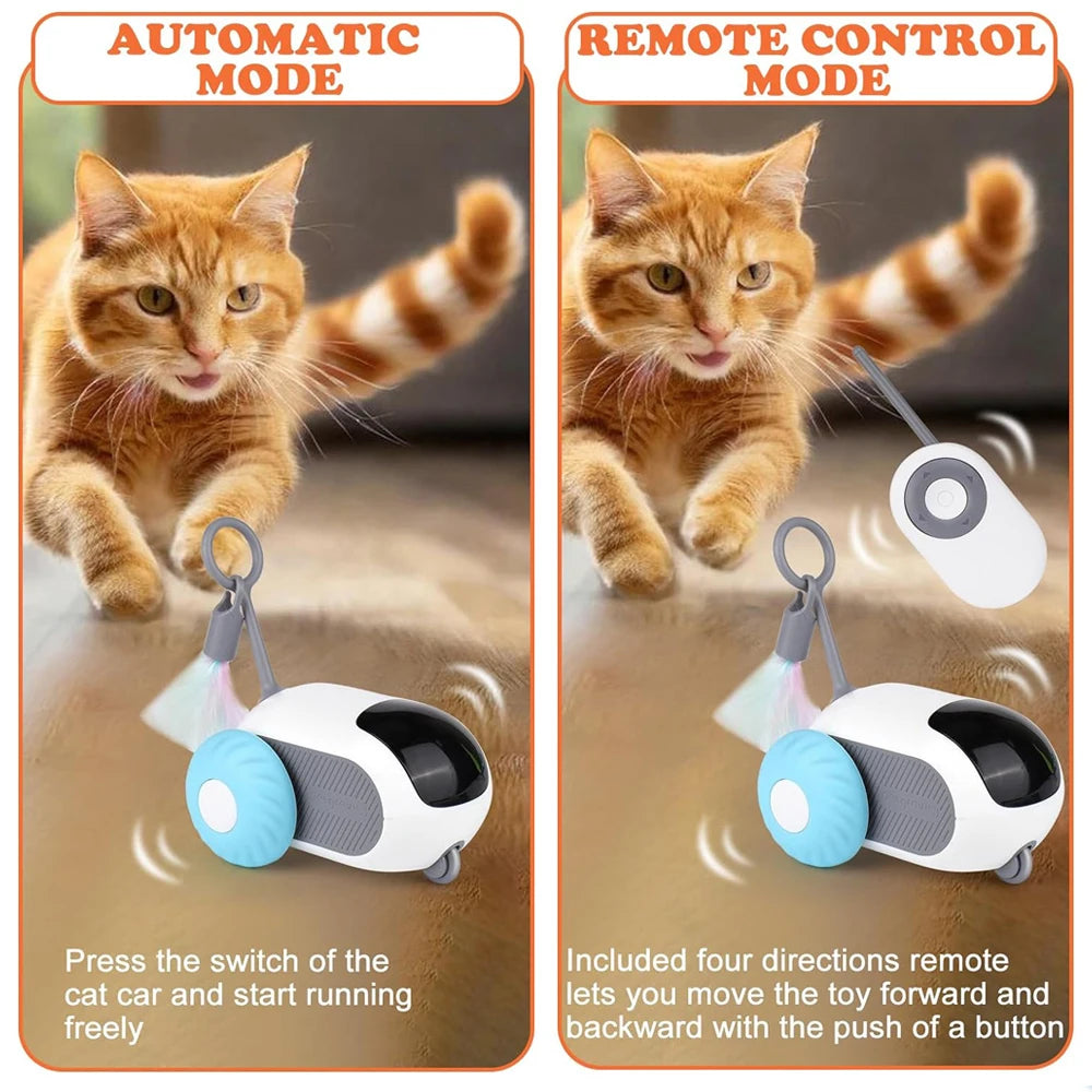 🐾 Smart Automatic Cat Toy Car – 2 Modi | Ferngesteuertes & automatisches Katzen-Spielauto für Jagdspaß & Training