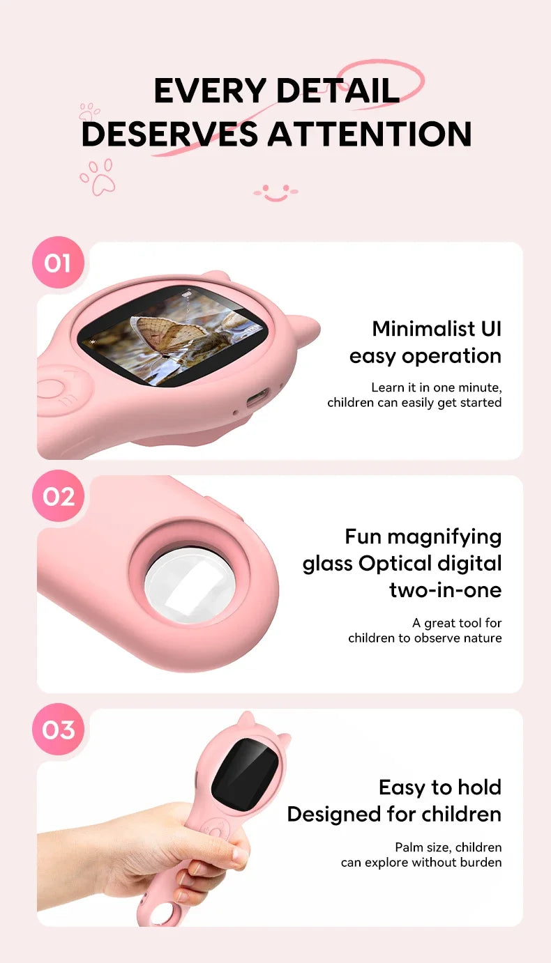 🔬 Mini Kids Optical Microscope – 500X Kinder-Mikroskop mit Foto- & Video-Funktion | Wissenschaft & Lernspielzeug für kleine Entdecker