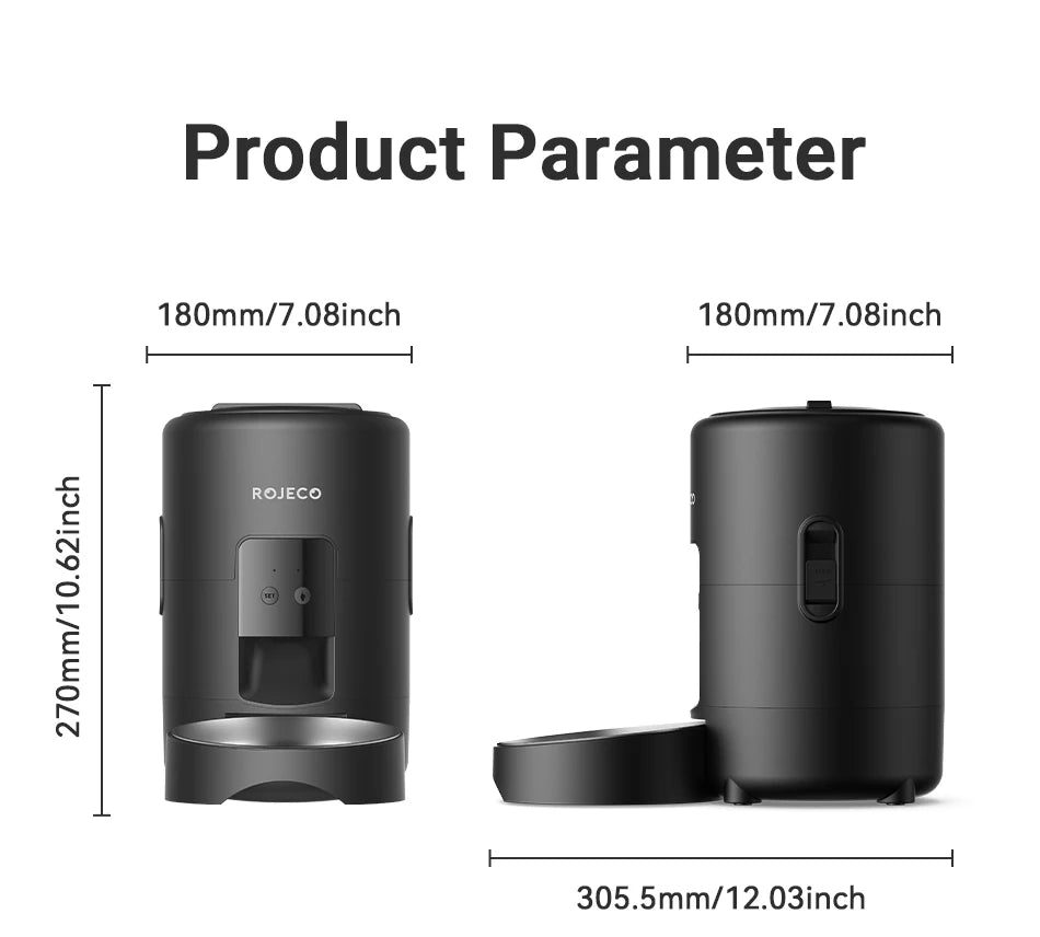 ROJECO 🐾 Smart Automatic Pet Feeder 2L – Intelligenter Futterautomat für Katzen & Hunde (APP & Tastensteuerung)