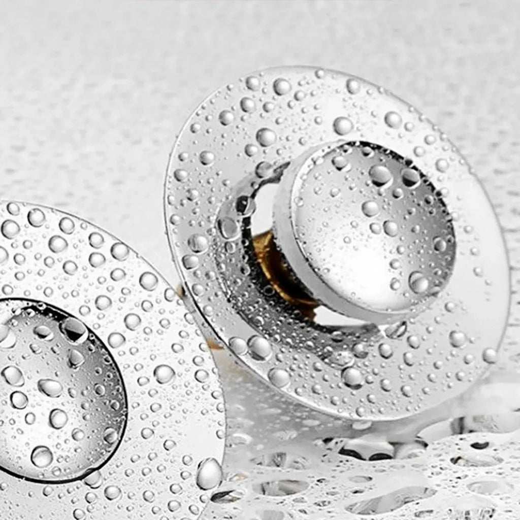 Universal Pop-Up Abflussstopfen – Selbstreinigender Rebound Drain Plug mit Haarfänger | Waschbecken-Stopper aus Chrom, Anti-Verstopfung & Einfache Push-Bedienung