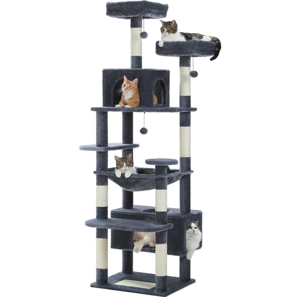 🐾 Large Cat Tree & Tower – Großer Kratzbaum für Wohnungskatzen | Sisalpfosten, Hängematte, gepolsterte Liegeflächen & Spielzeug