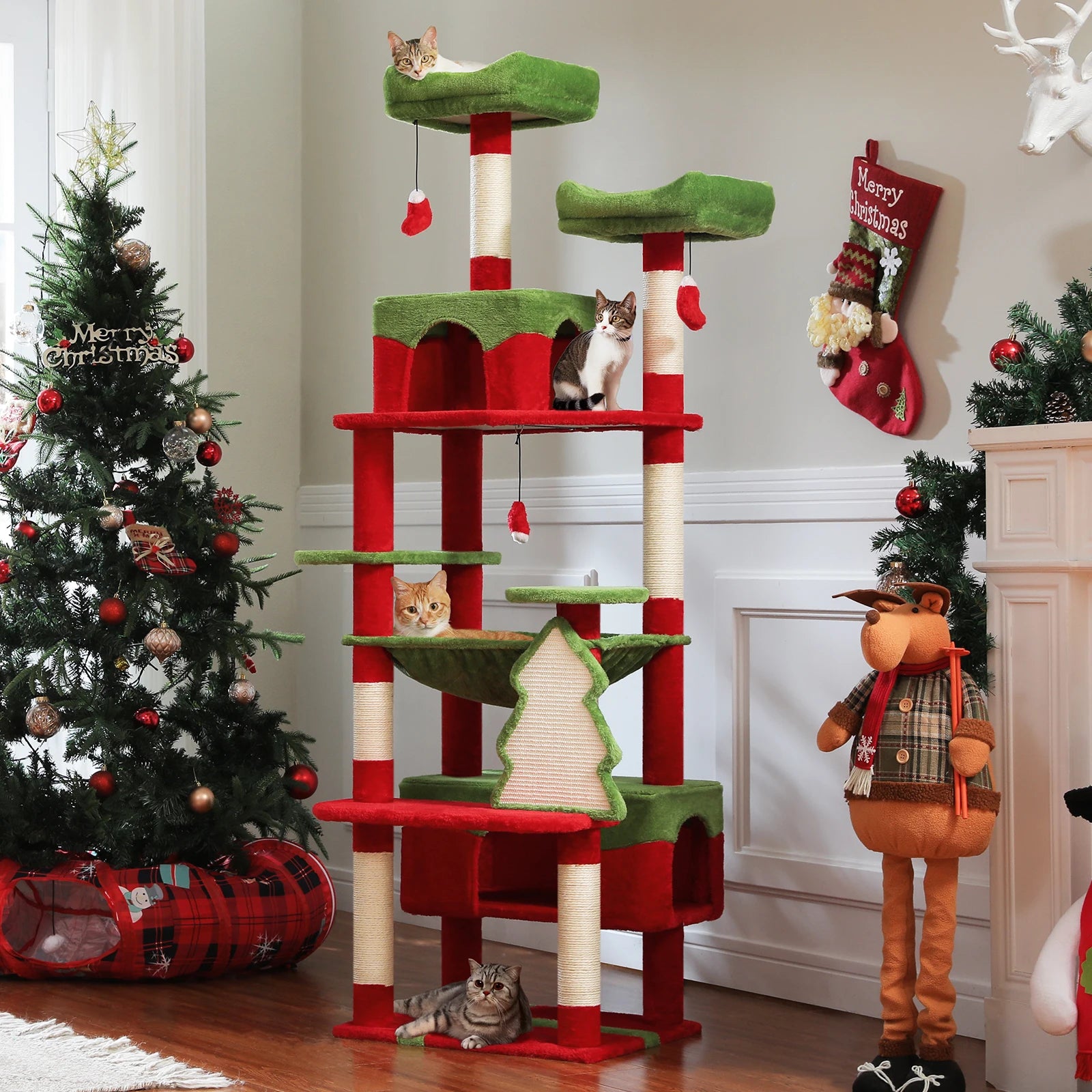 🐾 Large Cat Tree & Tower – Großer Kratzbaum für Wohnungskatzen | Sisalpfosten, Hängematte, gepolsterte Liegeflächen & Spielzeug