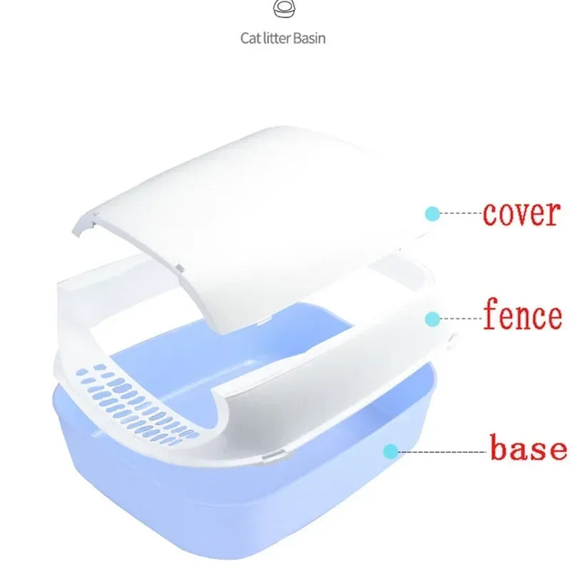 Semi-Enclosed Cat Litter Box – Spritzschutz Katzenklo für Kitten & mittelgroße Katzen | Offenes & Geschlossenes Design, Geruchskontrolle & Anti-Streu-Pedal