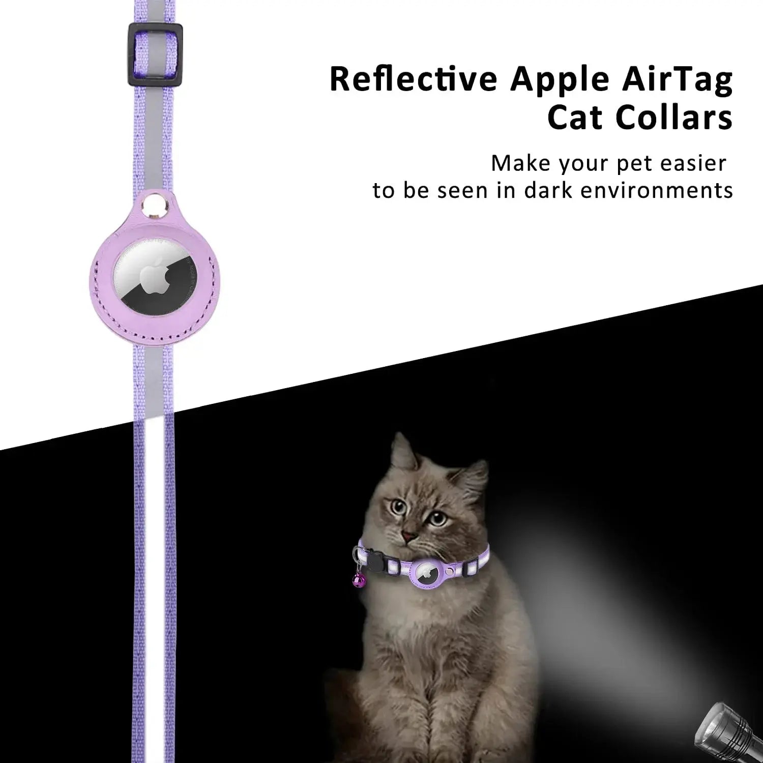 AirTag Halsband für Katzen – Reflektierendes Anti-Lost Halsband mit Schutzcase | Sicheres Tracker-Halsband für Katzen & Hunde PawPaw
