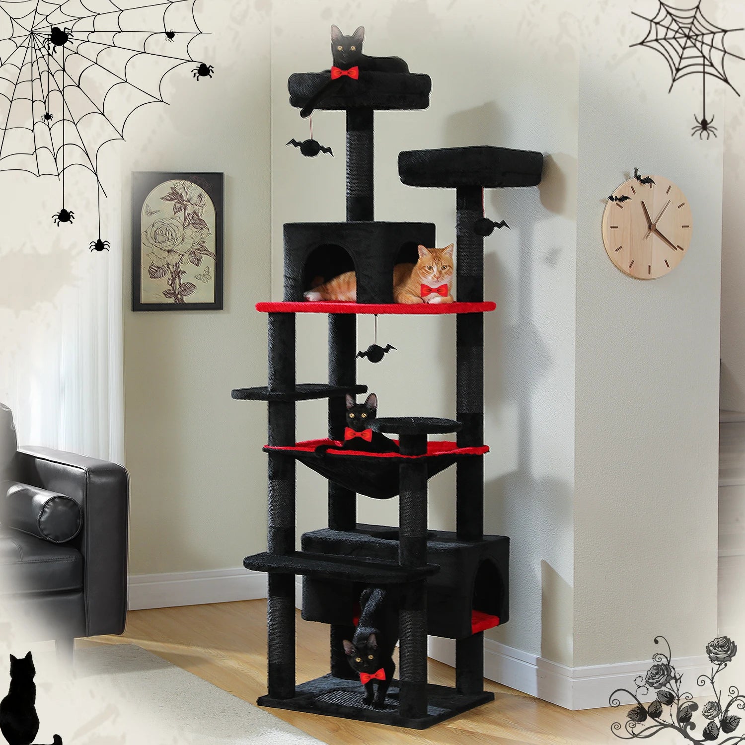 🐾 Large Cat Tree & Tower – Großer Kratzbaum für Wohnungskatzen | Sisalpfosten, Hängematte, gepolsterte Liegeflächen & Spielzeug