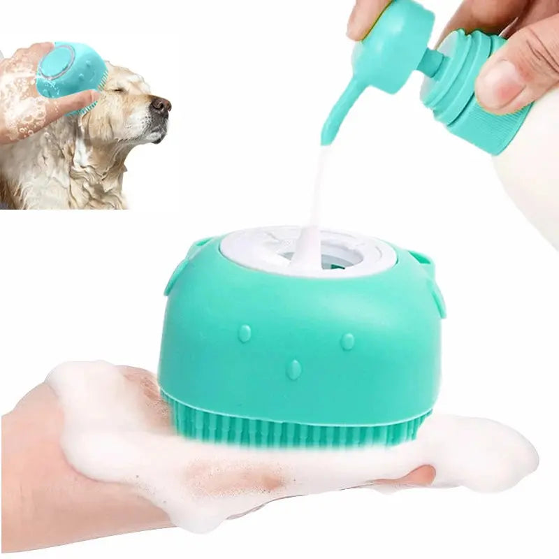 Weiche Silikon Badebürste für Haustiere – 2-in-1 Massage & Duschgelspender | Reinigungsbürste für Katzen & Hunde | Fellpflege & Grooming Tool PawPaw