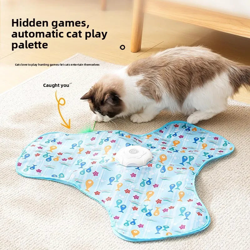 🐾 Interactive Automatic Cat Toy – Bewegliches Feder-Spielzeug für Wohnungskatzen | Hide-and-Seek Jagdspiel zur Aktivierung der Instinkte